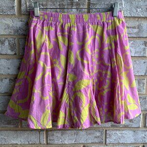 Velvet by Graham & Spencer Pink/Yellow Floral Elastic Waist Skirt Size XS